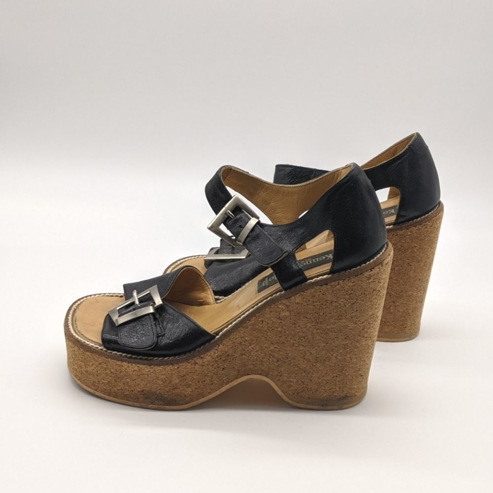 Vintage Kenneth Cole Black Cork Platforms Sz 6